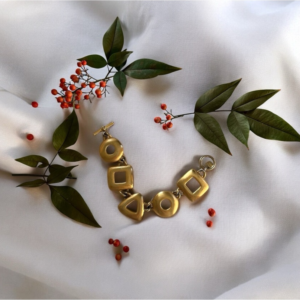 Vintage Ann Klein Chunky Brushed Gold Tone Bracelet